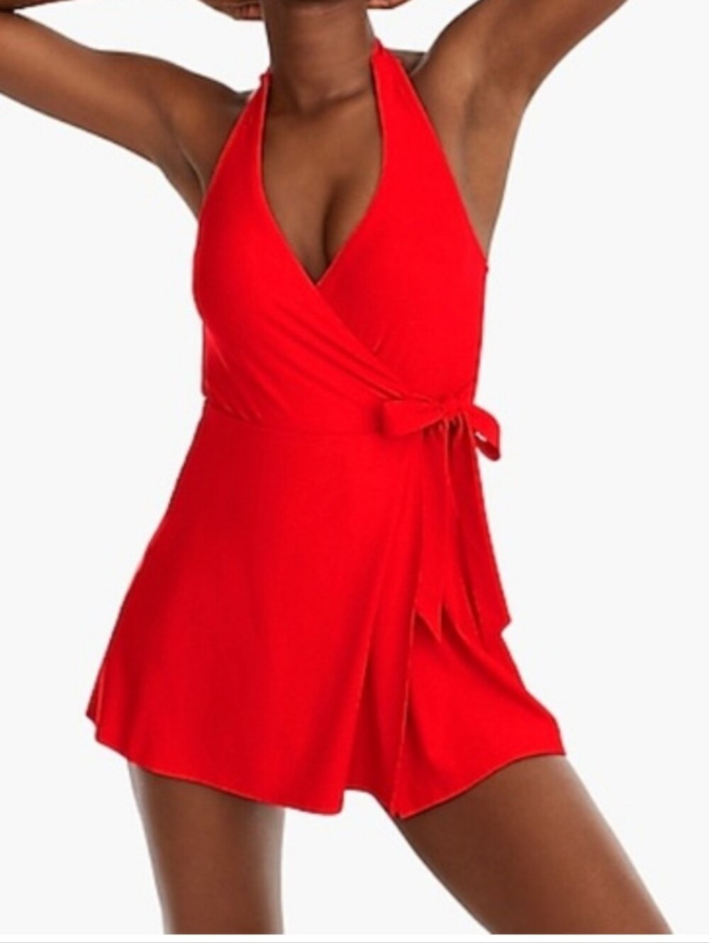 J. Crew Bright Red Halter Wrap One-Piece